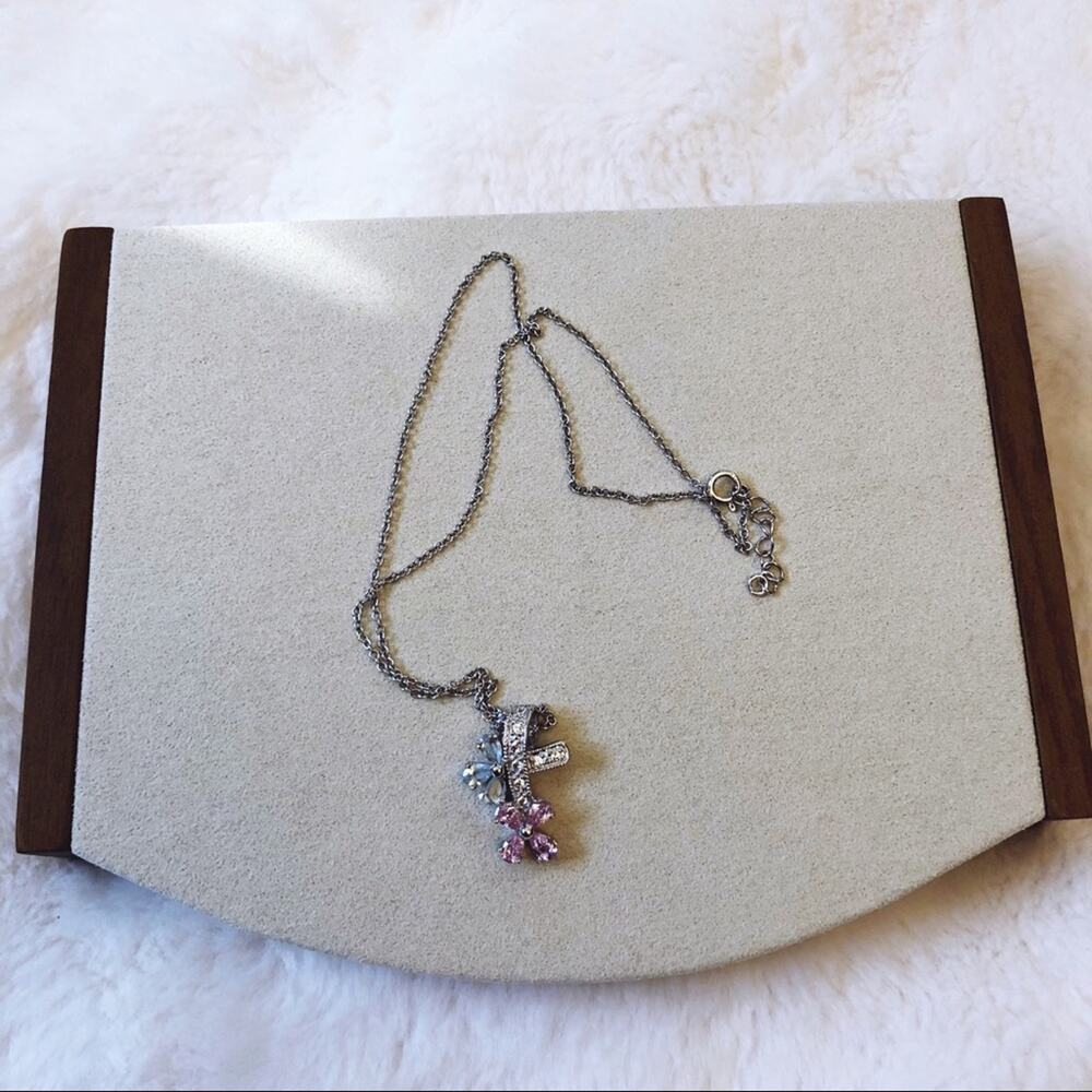Sterling Silver Multi Crystals Flowers Necklace - Picture 4 of 10